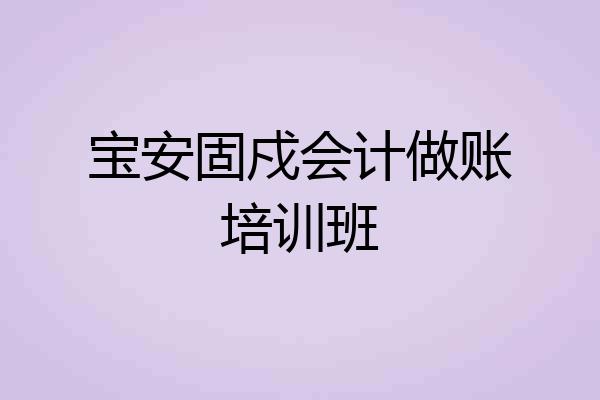宝安固戍会计做账培训班