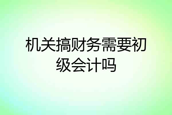 机关搞财务需要初级会计吗