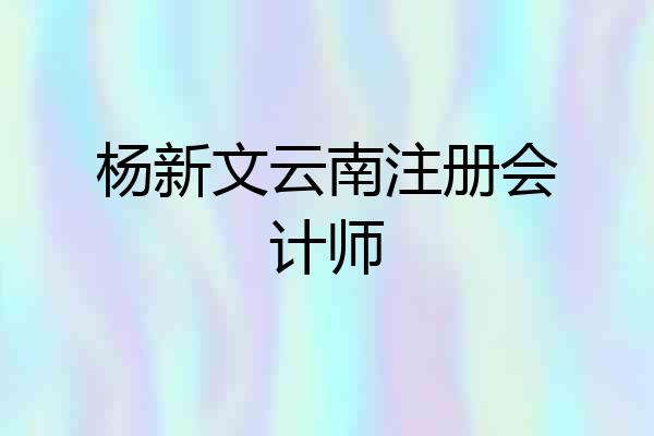 杨新文云南注册会计师
