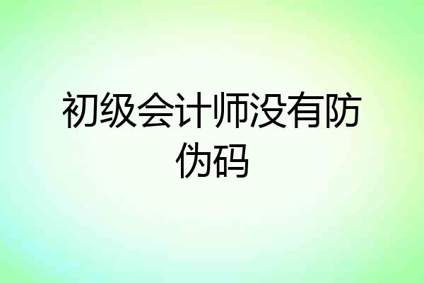 初级会计师没有防伪码