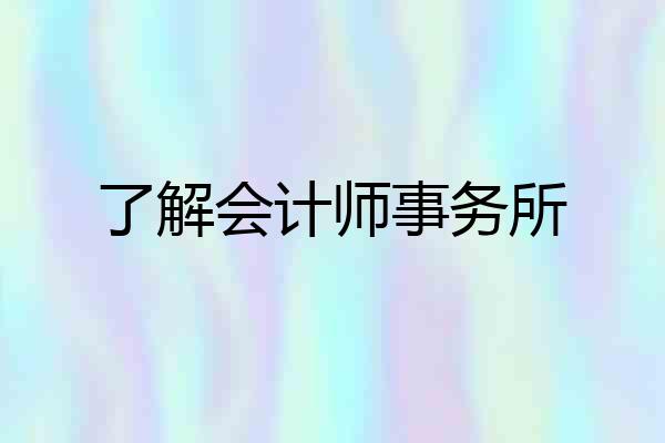 了解会计师事务所