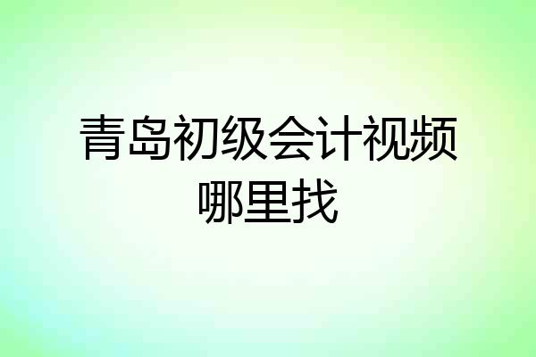 青岛初级会计视频哪里找