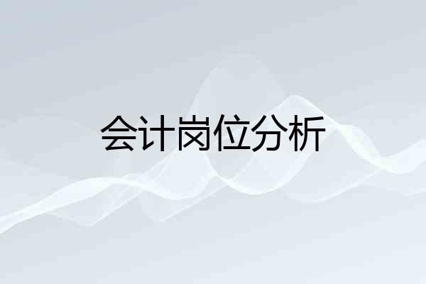 会计岗位分析