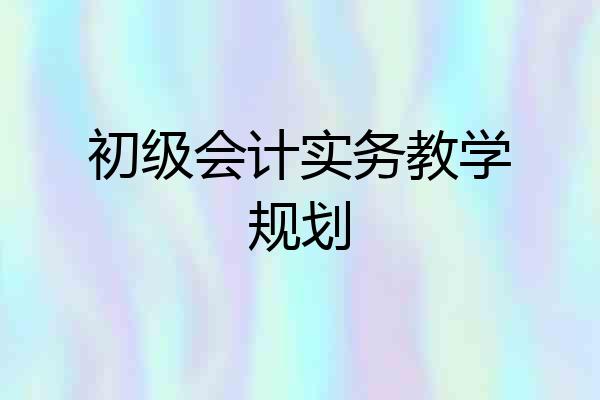 初级会计实务教学规划