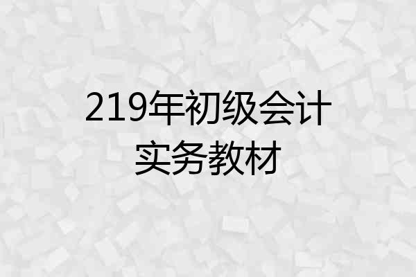 219年初级会计实务教材