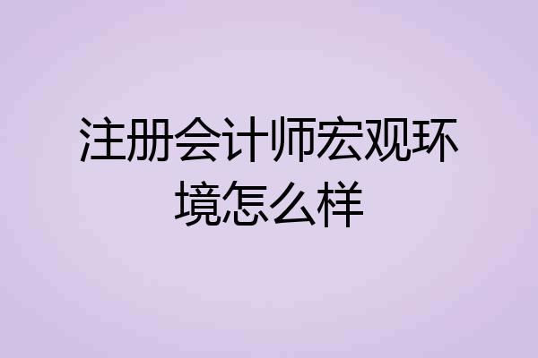 注册会计师宏观环境怎么样