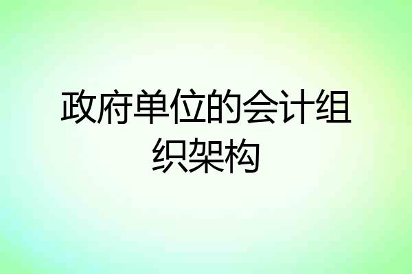政府单位的会计组织架构