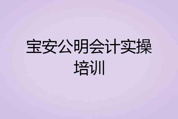 宝安公明会计实操培训