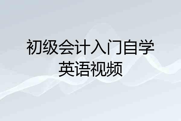 初级会计入门自学英语视频