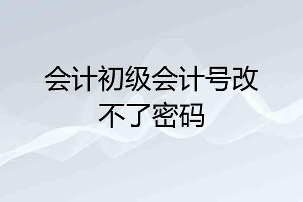 会计初级会计号改不了密码
