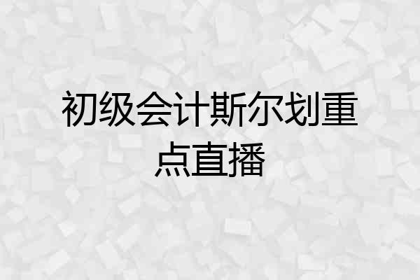 初级会计斯尔划重点直播
