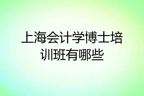 上海会计学博士培训班有哪些