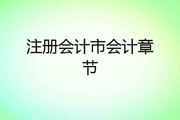 注册会计市会计章节