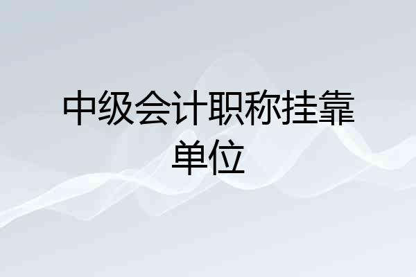 中级会计职称挂靠单位