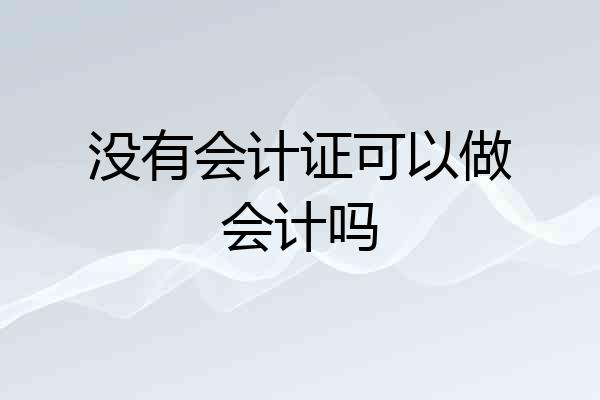 没有会计证可以做会计吗