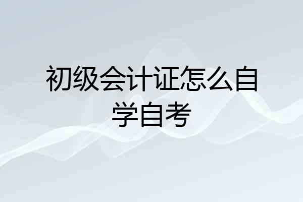 初级会计证怎么自学自考