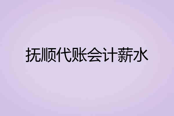 抚顺代账会计薪水