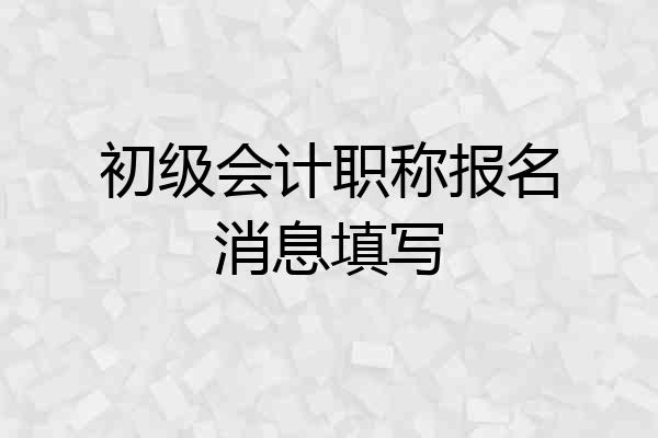 初级会计职称报名消息填写