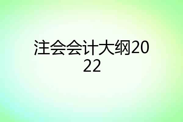 注会会计大纲2022