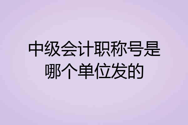 中级会计职称号是哪个单位发的