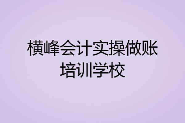 横峰会计实操做账培训学校