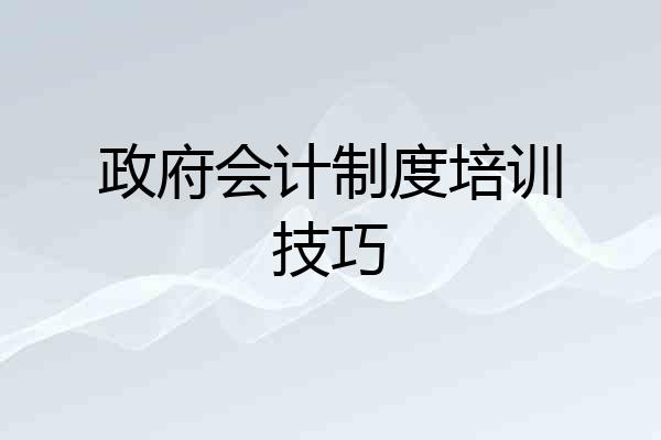 政府会计制度培训技巧