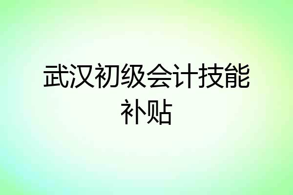 武汉初级会计技能补贴