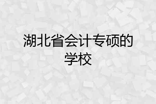 湖北省会计专硕的学校