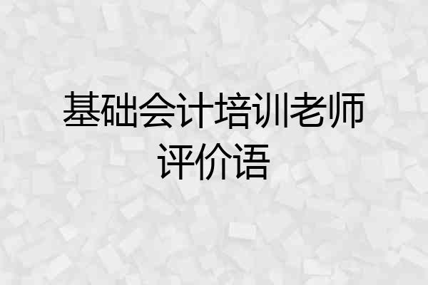 基础会计培训老师评价语
