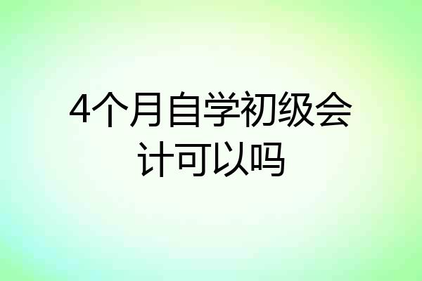 4个月自学初级会计可以吗