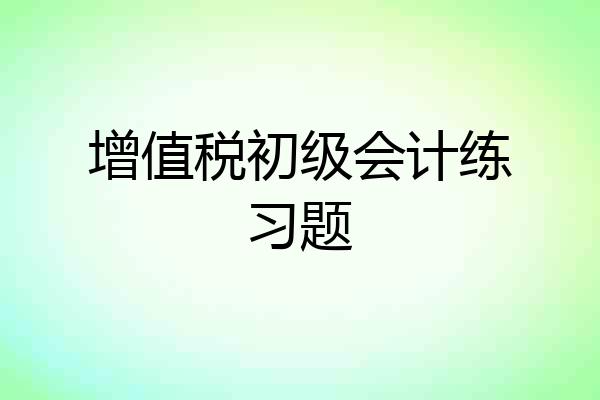 增值税初级会计练习题