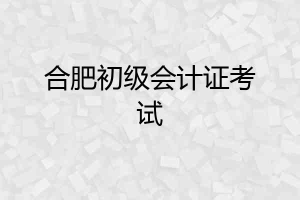 合肥初级会计证考试
