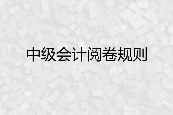 中级会计阅卷规则