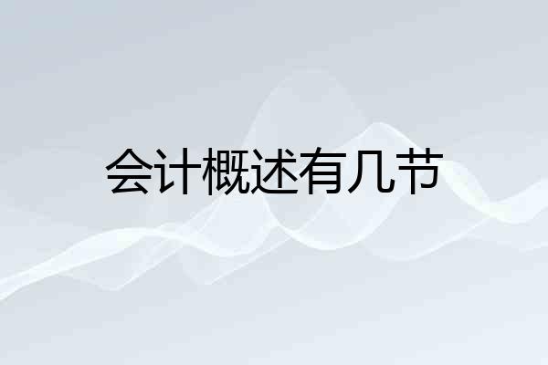 会计概述有几节