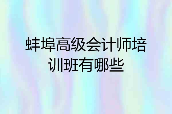 蚌埠高级会计师培训班有哪些