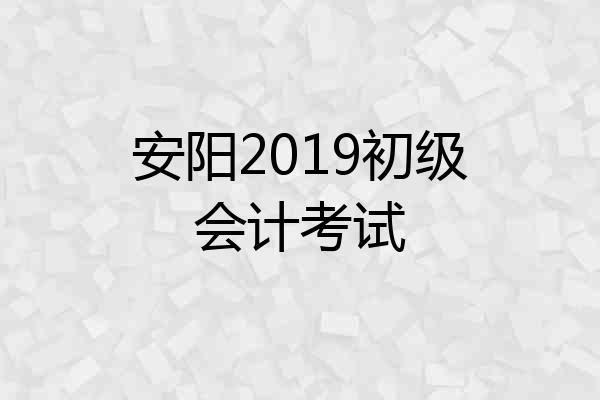 安阳2019初级会计考试