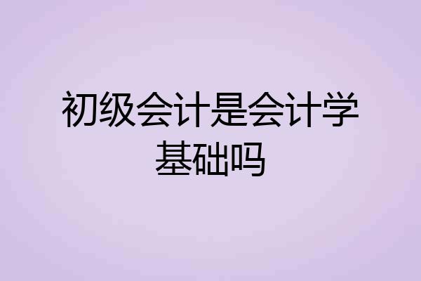 初级会计是会计学基础吗