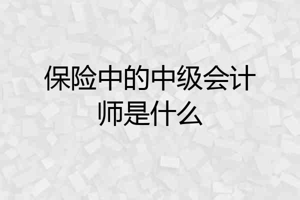 保险中的中级会计师是什么
