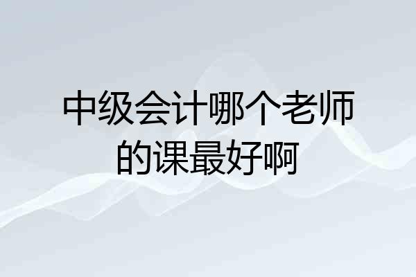 中级会计哪个老师的课最好啊