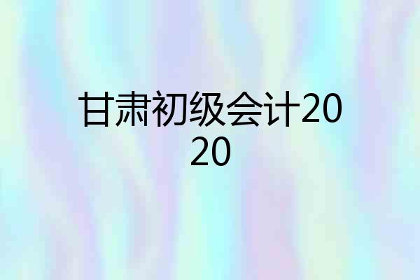 甘肃初级会计2020