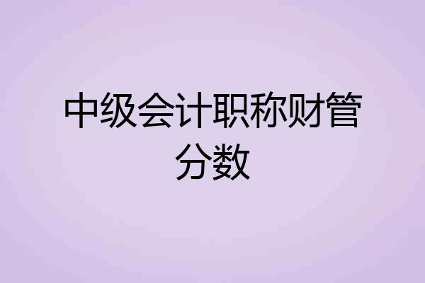 中级会计职称财管分数