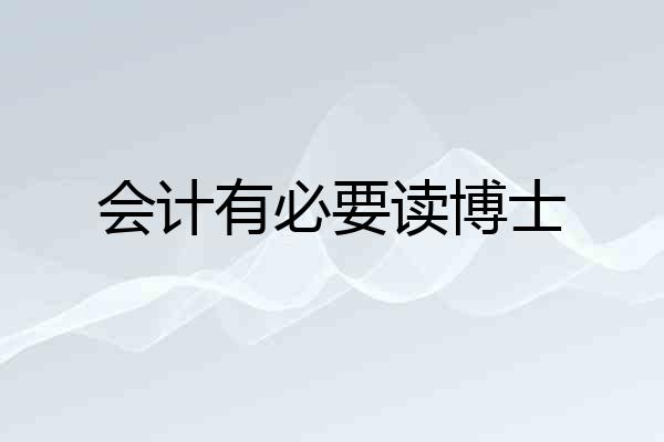 会计有必要读博士