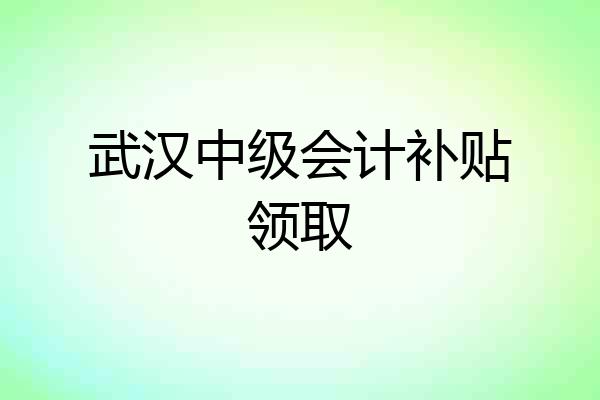 武汉中级会计补贴领取