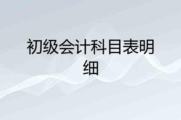 初级会计科目表明细