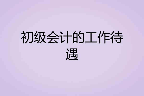 初级会计的工作待遇