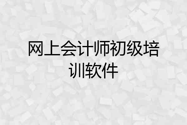 网上会计师初级培训软件