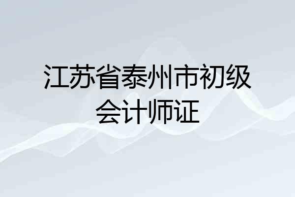 江苏省泰州市初级会计师证