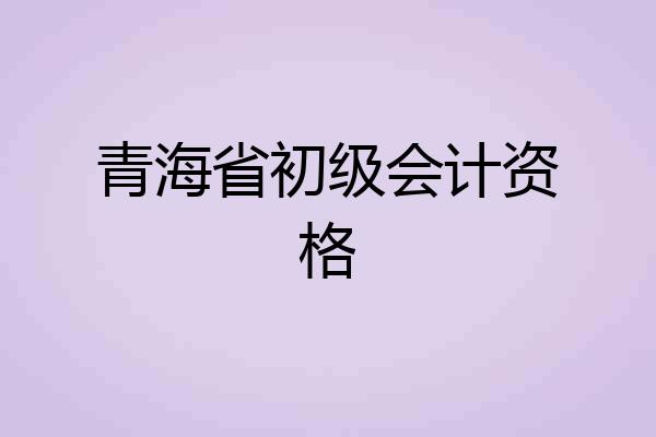 青海省初级会计资格