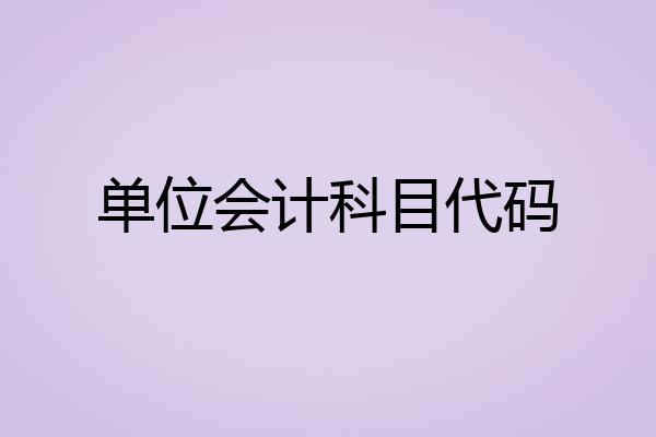单位会计科目代码