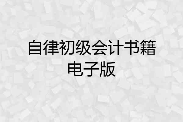自律初级会计书籍电子版